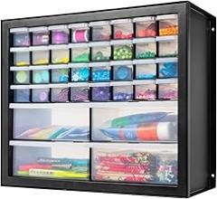 IRIS USA Screw Tool Organizer Small Parts Cabinet, 36-Drawer, Electronics Hardware Nuts and Bolts Plastic Storage Drawers Garage Storage, Stackable Bead Craft Organizer Building Bricks Sorter, Black