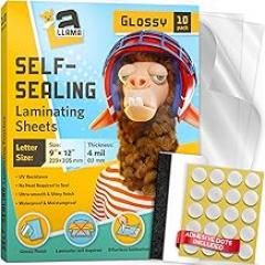 Self Adhesive Laminating Sheets, 9 x 12 Inches, 4 Mil Thick, Suited for Letter Size Self Sealing Lamination Sheets 8.5 x 11, 10 Pack