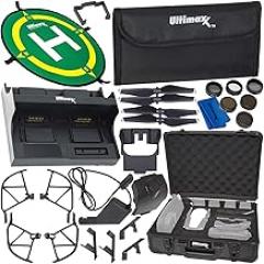 Ultimaxx Ultimate Accessory Bundle for DJI Mavic Air Includes Filter Kit, Landing Pad, Hard Case, Hub & Car Charger, Gimbal Cover, Lens Hood, Landing Gear, Prop Holder & Props Grey