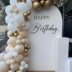 Happy Birthday Wall Decal - Birthday Party Balloon Arch Backdrop Signs, Photography Background Decor (Black)