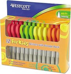 Westcott 13141 Kids Scissors, 5-Inch Pointed, Assorted, 12/Pack