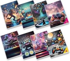 Pigna, Maxi Electronic Games Notebook, A4 21 x 29.7 cm, 80 Pages + Lead Edge, 80 g/m² Paper, 4M Inside, 4 mm Square, Assorted Covers, Pack of 10