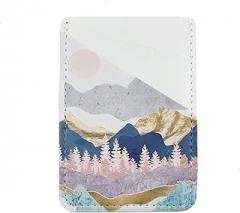Adhesive Cell Phone Credit Card Stick On Wallet Holder Phone Pocket Pouch Sleeves for iPhone,Samsung Android and All Smartphones (Summer Mountain)
