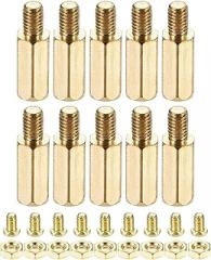 YOKIVE 10 Sets Brass Hex Threaded Spacer Screw Nut Kit, Spacer with Female-Male Thread | Raising The PCB Board, Great for Electronics Industries (M4 13+6mm)