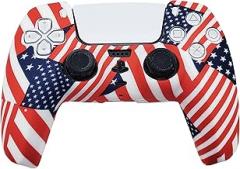 PS5 Silicone Gel Grip Controller Cover Skin Protector (USA Flag) Compatible for Sony PlayStation 5 DualSense Wireless Controller Protector Covers