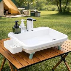 Portable Sink, Portable Sink Hand Wash Station with Electronic Faucet and Drainage Hose, Easy Setup, Indoor and Outdoor Use, Ideal for Dishwashing, Camping Hygiene, RV and More