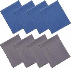 Wisdompro 8-Pack 6x7 Inches Microfiber Cleaning Cloth for Camera Lens, Glasses, Phone, iPhone, iPad, Tablet, Laptop, LCD TV, Computer Screen, Monitor and Other Electronics Device - (4 Blue, 4 Grey)