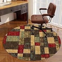 Drum Rug Round Office Chair Mat Office Floor Mat, Office Chair Floor Protection Mat, Non-Slip, Floor Protection Mat Suitable for Home Office, Gaming Chair Mat-H||80CM
