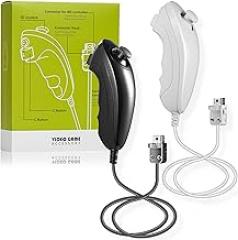 Wii Nunchuck Controller 2 Pack Nunchuck Controller Joystick Gamepad Replacement for Wii Console Video Games (Black+White)