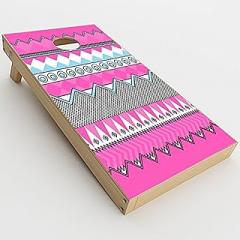 Skin Decal Vinyl Wrap for Cornhole Game Board Bag Toss/Pink Aztec Tribal Chevron