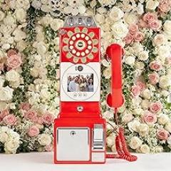 32G/64GB Audio Guest Book Wedding Phone, 1080P HD Wedding Video Book, Record Customized Wedding Phone Guest Book, for Wedding, Party and Gathering Red-32GB