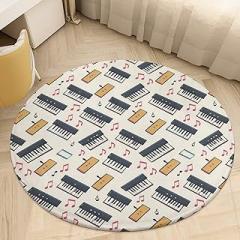Electronic Keyboard Round Rug 2.6' Non Slip Washable Plush Mat Durable Indoor Circle Rug for Entryway Bathroom Bedroom Living Room Dorm Room Decor