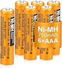 6 Pack HHR-70AAAB AAA Rechargeable Battery for Panasonic 1.2V 750mah NiMH AAA Batteries for Cordless Phones, Remote Controls, Electronics