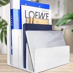 2PCS Acrylic File Organizer for Desk, 4 Section Acrylic Desk Organizer and Accessories, Sturdy File Folder Holder, Office Supplies for Mail Letter Paper Electronic
