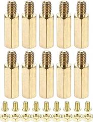 YOKIVE 10 Sets Brass Hex Threaded Spacer Screw Nut Kit, Spacer with Female-Male Thread | Raising The PCB Board, Great for Electronics Industries (M4 14+6mm)
