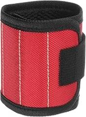 HARFINGTON Magnetic Wristband for Screws 9 Powerful Magnets 3 Rows Nylon Wrist Magnet Wrist Band Magnetic Bracelet Tool Holder for Holding Screws Nails Drilling Bits, Red
