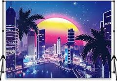 Punk Backdrop for Photography Electronic Data Space Wall Decoration Future Technology World Theme Party Backdrop Futuristic City Night Scene Decorative Background YUNBYC345