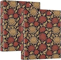 Japanese Chrysanthemum Pattern Storage Binders with Pockets 1 Pack 1.5