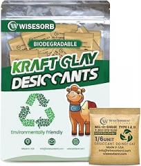 6G x 60 Pack Kraft Clay Desiccants Packs, Food Safe Bentonite Clay Desiccant - Silica Gel Packets Alternative, Military Grade Moisture Absorbers for Storage Bins, Electronics, Clothes Shoes