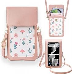 Touch Screen Phone Bag Crossbody Cellphone Case for Foxx FOXXD A67W, Foxxd Foxx A67W Case Cash Slots Handbag Purse Girly Faux Leather Wallet Purse Crossbody Lanyard with Shoulder Strap -Pink