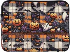 Laptop Sleeve for Backpack Portable Electronic Device Cover Halloween Tartan Plaid Protective Case with Zipper