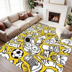 8x10 Graffiti Area Rugs for Bedroom Dynamic Pop Art Style Sneakers Electronics Fun Washable Rug for Living Room Carpet for Dining Room Soft Rubber Backed Non-Slip Carpets for Bedroom Office