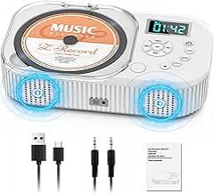 2000mAh CD Player Portable with Bluetooth, CD Boombox Portable for Home/Car with Remote Control, Dual Speaker,Rechargeable CD Player with FM Radio, Anti Skip,Support AUX/USB, Headphone Jack