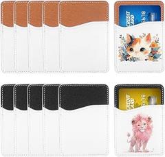 Framendino, 12 Pack Card Holders for Cell Phones Sublimation PU Leather Phone Back Pockets Stick Holder Sleeves DIY Craft