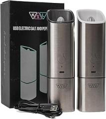 KSL Gravity Electric Salt and Pepper Grinder Set, USB Rechargeable, Automatic 1 Click Grinding 1 Hand Operated Adjustable Coarseness Pepper Mill