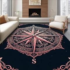 Low Pile Flatwoven Area Rug 2x3, Electronic Devotional with Step by Audio Instructions, Machine Washable, Stain Resistant Indoor Rug for Living Room, Bedroom, Non Slip(Black, 2x3)