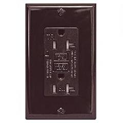 GFCI Outlet 20 Amp Slim Decorative Tamper Resistant Duplex Receptacle with LED Indicator, Ground Fault Circuit Interrupter, Protection, UL Listed, Brown