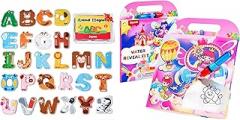 JoyCat Wooden Alphabet Magnets + Reusable & No Mess Water Coloring Book