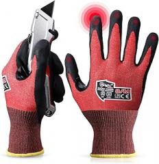level3 Cut resistant gloves Micro Foam Nitrile Coated Touch-screen, Fiberglass-free Extreme Lightweight & Thin Red