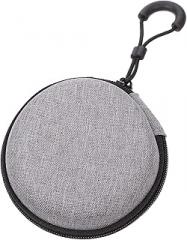 Earphone Storage Box and Data Cable Carrying Case for Wired Earbuds, Large Capacity Rounded Nylon Pouch, Portable Electronics Organizer for Travel and Daily Use, Gray