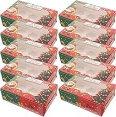 Milisten 10pcs Red Christmas Pastry Boxes Disposable Paper Muffin Package Boxes Portable Dessert Wrapping for Bakery Takeout and Holiday Cake Storage