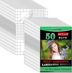 50 Pack Clear Self Adhesive Laminating Sheets - 8.3 x 11.8 Inches, Clear Laminate Sheets Sticker Paper for Inkjet Printer Clear Laminate Sheets for Printable Vinyl Sticker Paper, Photo Paper, Labels
