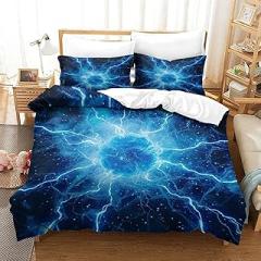 Electronic Bedding Set Quilt Cover 3D Printedblue Ball Duvet Cover Comforter Covers with Pillowcases Microfiber for Childrens and Adults 3 Pieces with Zipper Closure Twin（173x218cm）