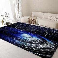 Abstract Electronic Code Rug - Home Decor Gifts, 3x4ft Black and Blue Optical Illusion Area Rug for Living Room, Washable Rugs for Bedroom, Non Slip Indoor Carpet, Soft Low Pile
