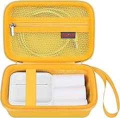 Elonbo Carrying Case for INVISEN/Miouca Label Maker Machine, Portable Mini Bluetooth Thermal Label Printer Storage Holder, Handheld Sticker Maker Printer Travel Bag, Pocket Fits Paper Tape, Yellow