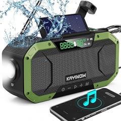Hand Crank Solar Power Emergency Radio with Waterproof Bluetooth Speaker,Portable AM FM NOAA Weather Radio,5000MAh/18500MWh Rechargeable, Phone Charger,Flashlight,SOS,Survival Storm Camping