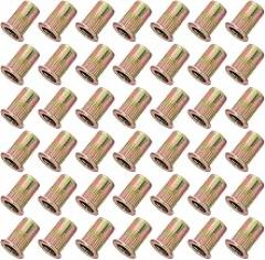 Ciieeo 100pcs M6 Flat Head Rivet Nuts Carbon Steel Close End Threaded Inserts Metal Fasteners for Furniture Machinery Electronics