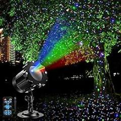 Outdoor RGB Laser Projector Lights, Moving 3 Color Starry Sky & Firefly Effects Projection Light with RF Control, IP65 Outdoor Holiday Landscape Decor for Christmas Halloween Parties Garden New Year