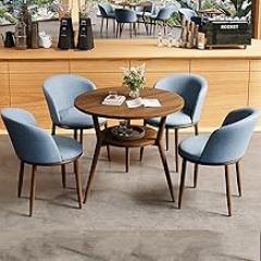 Meeting Table, Reception Table and Chair Combination, Coffee Table and Chair Set, Negotiation Table, Office, Shops, Meetings Small Round Tables, Space-Saving(Blue)