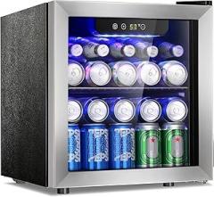 Antarctic Star Beverage Cooler Holds Up to 48 Cans & 12 Wine Bottles, Stainless Steel Glass Door Drink Fridge with Digital Display and Electronic Temperature Control, Silver