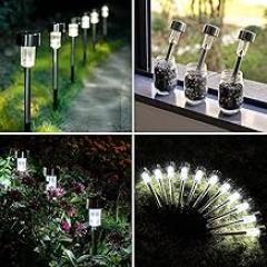 Solar Lights Outdoor Waterproof,10 Pack Stainless Steel LED Solar Garden Lights for Patio, Lawn, Yard and Landscape(Cold White)