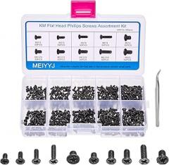 500pcs M2 M2.5 M3 Laptop Notebook Computer Replacement Screws Kit, PC Flat Head Phillips Screw Assortments, Countersunk SSD Electronic Repair Accessories for Sony DELL Samsung IBM HP Toshiba