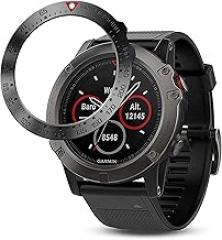 Stainless Steel Bezel Ring Compatiable with Garmin Fenix 5X Watch Bezel Ring Adhesive Cover Anti Scratch & Collision Protector for Garmin Watch Accessory (Black - Not Fit Fenix 5 / 5X Plus)
