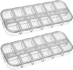 Component Storage Box - PS Fixed 12 Grids Electronic Component Containers Tool Boxes Clear White 5.12