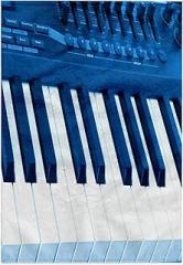 3dRose 15x22 Hand Towel - Image of Blue Photo of Electronic Keyboard Lens Art by Florene - Blue Everywhere