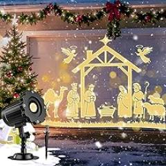 Christmas Nativity Scene Projector Lights Outdoor Indoor 3D Dynamic Christmas Decorations,Waterproof Holiday Projector Lights for Window Ground Roof Wall Yard Garage Xmas Decor